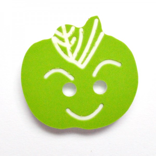Knopf Apfel mit Gesicht grün
