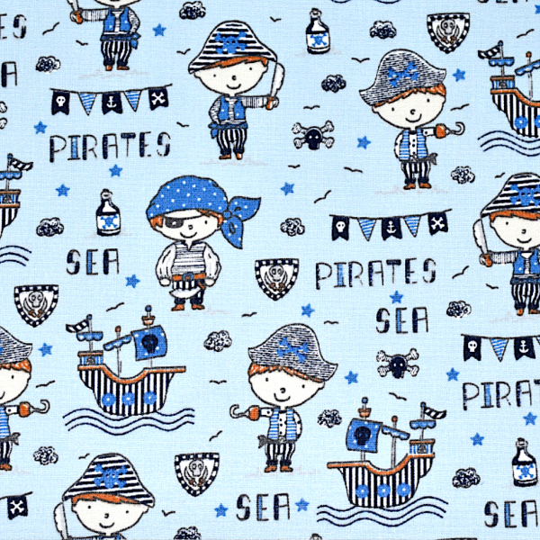 Pirates&Sea auf hellblau, Popeline