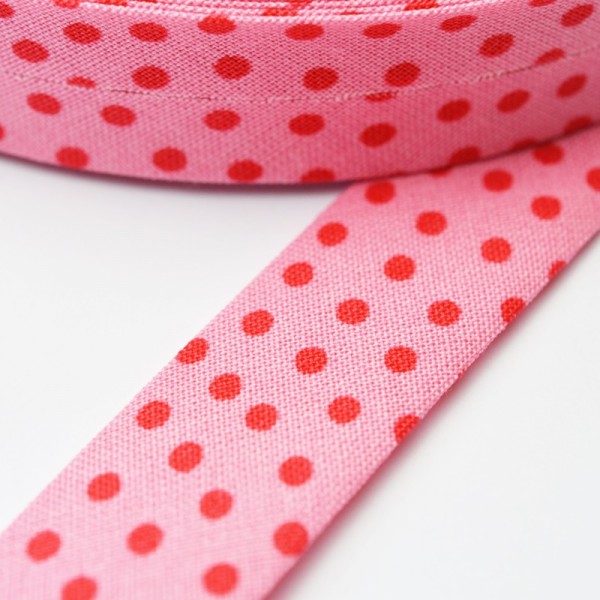 Westfalen Schrägband, rosa mit roten Punkten