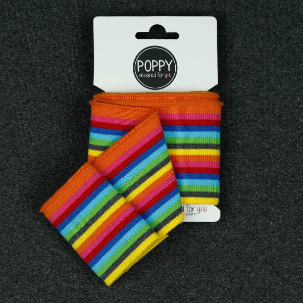 Poppy, Strickbündchen Stripes, Regenbogen schmal, 135 cm