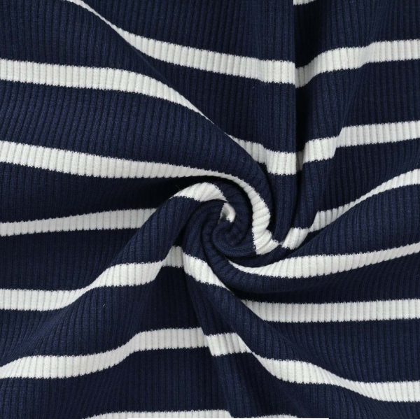 Ripp-Jersey breit gestreift, dunkelblau, *Letztes Stück ca. 140 cm*
