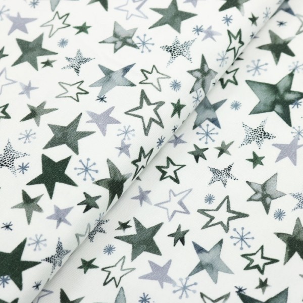 Aquarell Stars grau auf weiß, Jersey