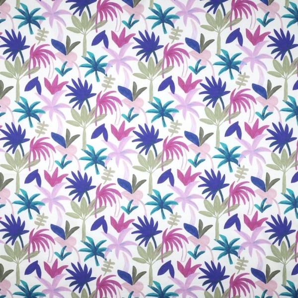 Batist Palmblätter pink/blau