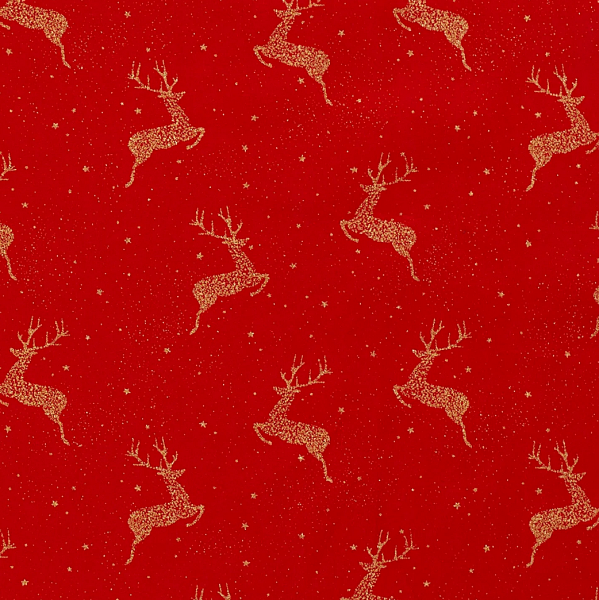 Christmas Deers gold/rot Baumwollstoff