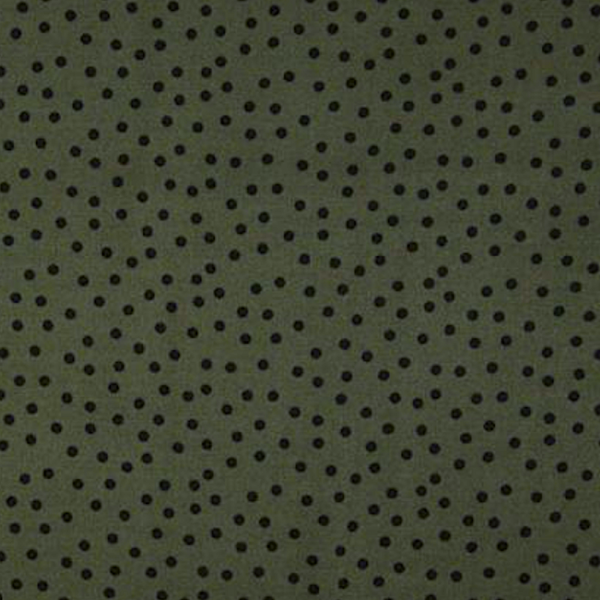 Viskose-Webstoff, Punkte schwarzt auf dunklem Khaki
