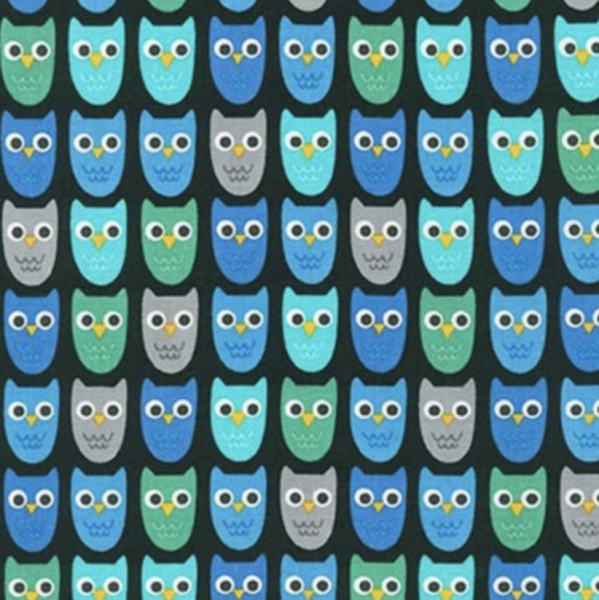 R. Kaufman Owls, schwarz, Webstoff, *Letztes Stück ca.100 cm*