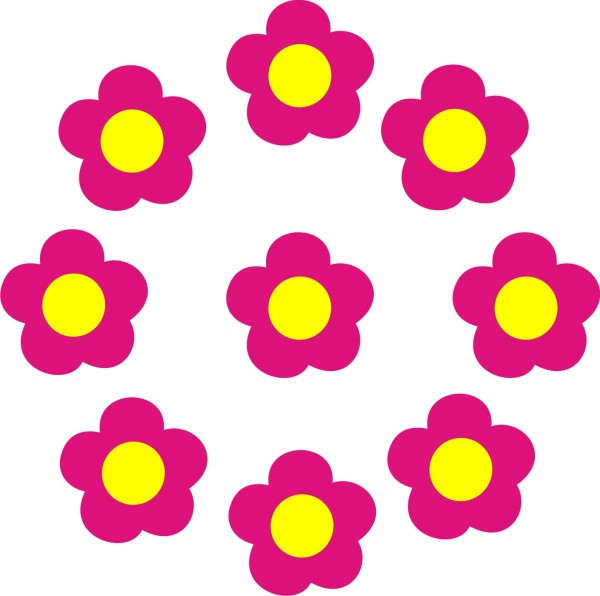 Velouraufbügler Frl. Gänseblüm 9 Stk, pink/gelb