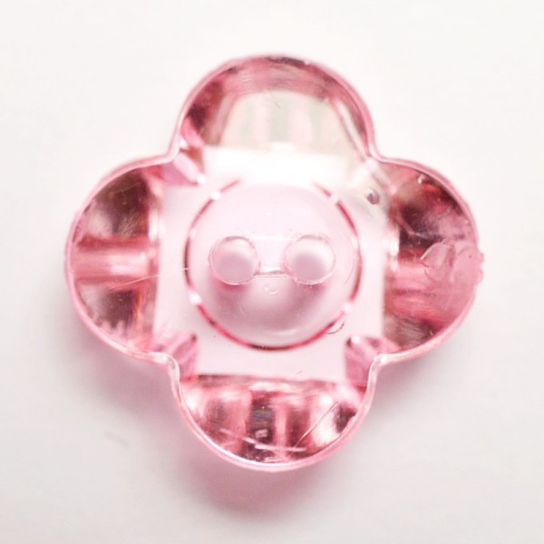 Knopf transparente Blume mit 4 Blättern, rosa