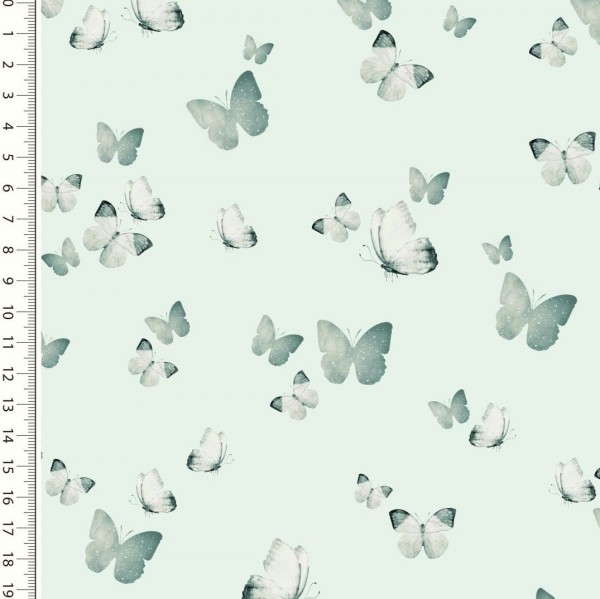 Digitaldruck Kleiner Schmetterling zartes mint, Jersey