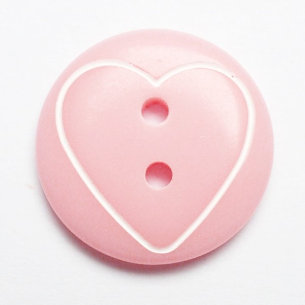 Knopf rund mit weißem Herz, rosa