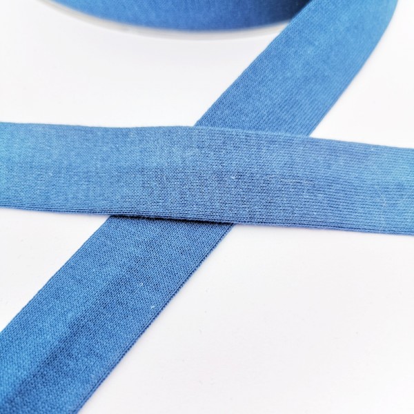 Baumwolljersey-Schrägband ohne Elasthan, jeansblau