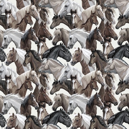 Dekostoff/Canvas Digitaldruck Pferde schwarz/weiß