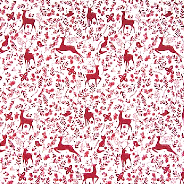 Hirsch rot auf weiß Baumwoll-Popeline