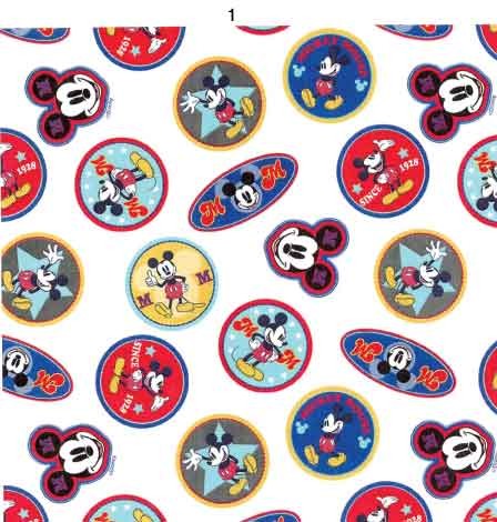 Mickey Mouse bunte Patches, Baumwoll-Popeline