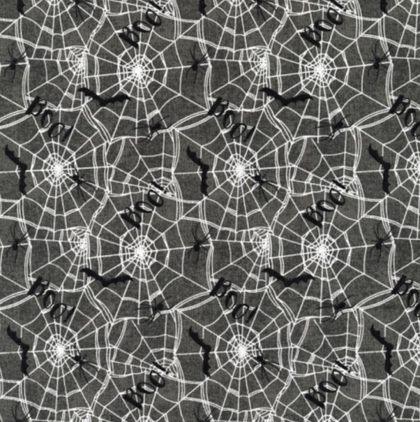 Spooky Night Webs, Spinnennetz dunkelgrau, Baumwollstoff