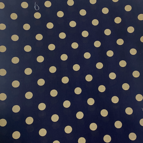 Baumwollstoff Medium Dots beige auf dunkelblau, *Letztes Stück ca. 120 cm*