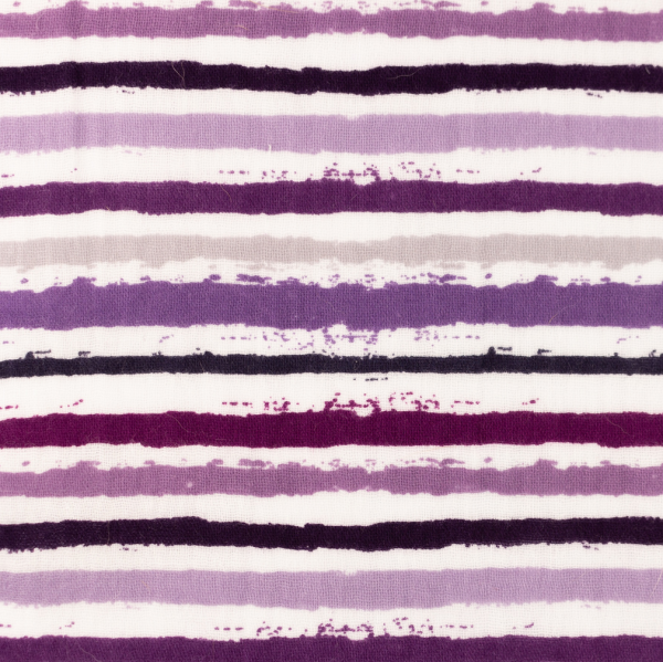 Double Gauze/Musselin, Digitaldruck Stripes lila, *Letztes Stück ca. 150 cm*