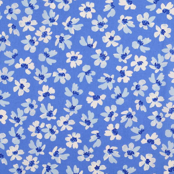 Baumwollstoff, Little Flowers blau