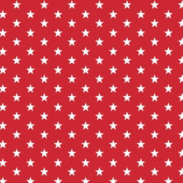 Lili Small Star weiß auf rot, Webstoff, waschbar bei 60°
