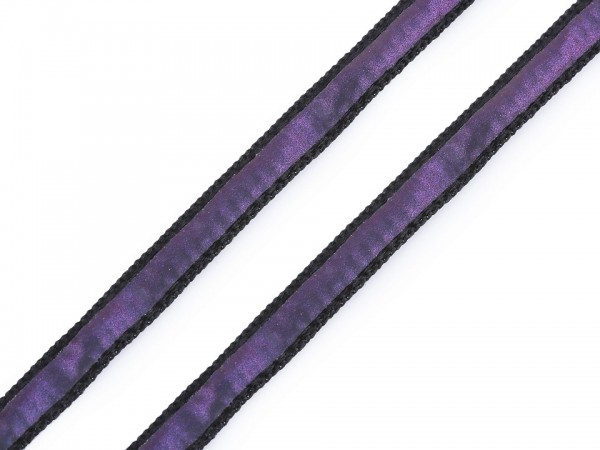 schmale Kordel mit Reflexband, schwarz-lila