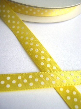 Satinband, polka dots, gelb, 10 mm
