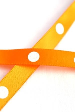 Satinband, single dots, orange, 10 mm