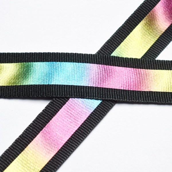 Ripsband, reflection rainbow, schwarz