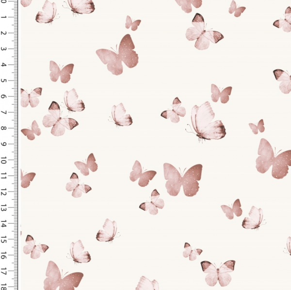 Digitaldruck Kleiner Schmetterling altrosa auf offwhite, Jersey