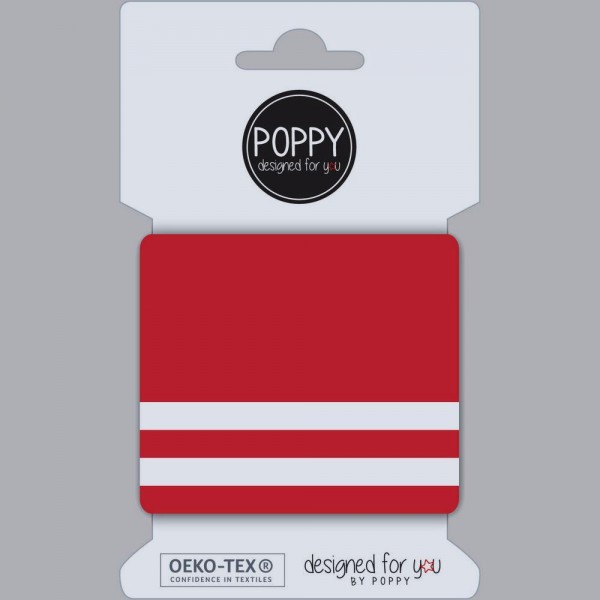 Poppy, Strickbündchen Stripes, kirschrot-weiß, 135 cm