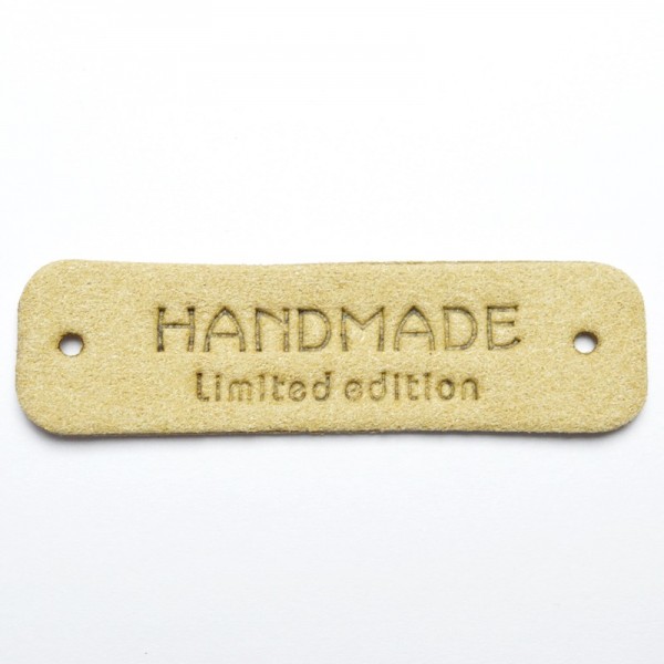 Label aus Kunstleder, handmade "Limited edition", beige *Letztes Stück*
