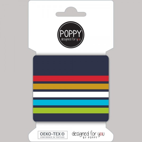 Poppy, Strickbündchen Stripes, dunkelblau/bunt, 135 cm