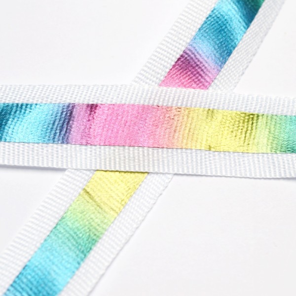 Ripsband, reflection rainbow, weiß
