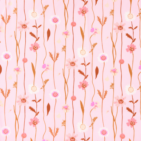 Wiesenblumen rosa, Baumwollstoff