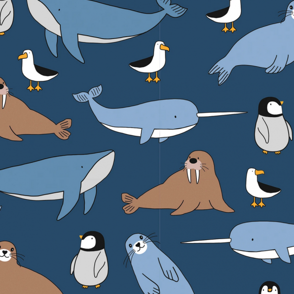 Sweat, Robbe&Walfisch&Pinguin dunkelblau, *Letztes Stück ca. 120 cm*