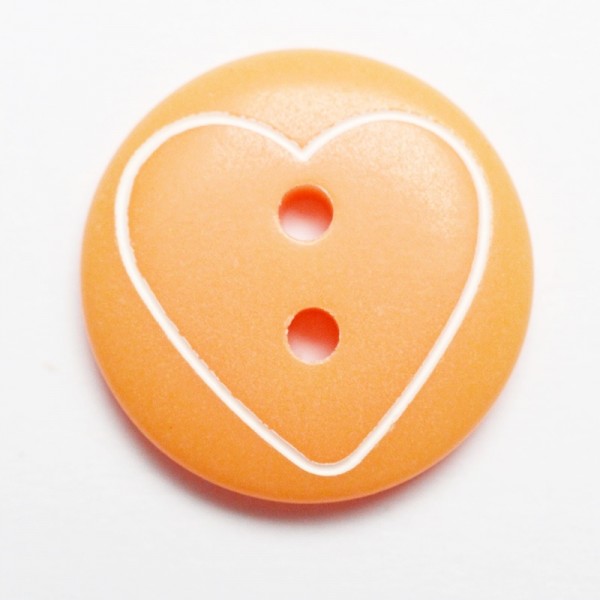 Knopf rund mit weißem Herz, apricot