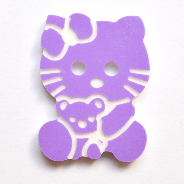 Knopf Katze mit Kätzchen, violett
