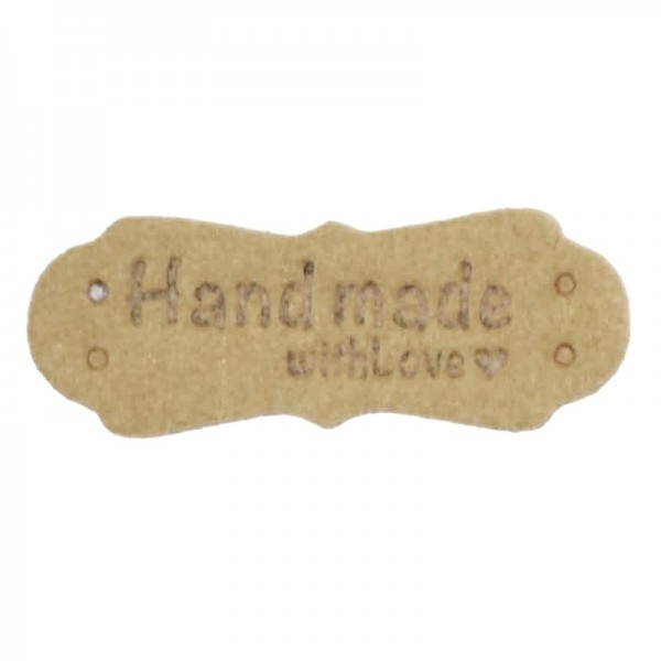 Label aus Leder "Handmade with Love", beige