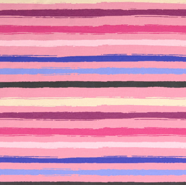 Stripes altrosa/blau, Kuschelsweat, *Letztes Stück ca. 120 cm*