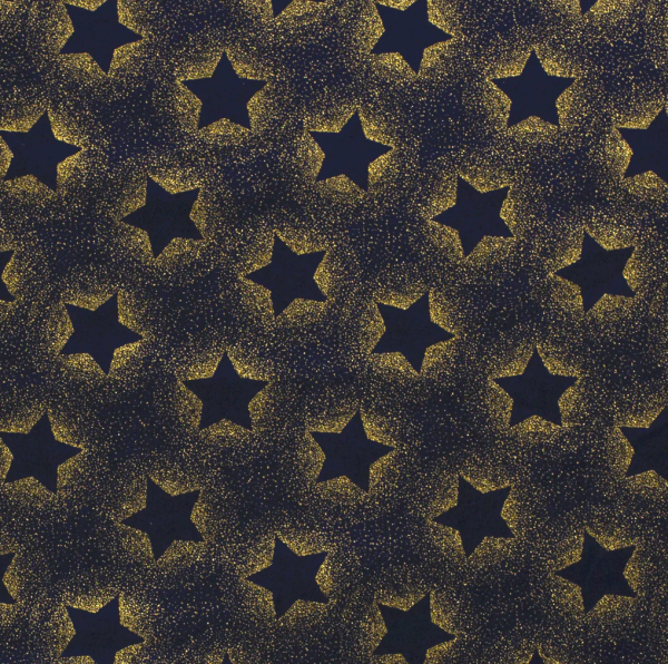 Große Sterne gold/dunkelblau, Baumwollstoff