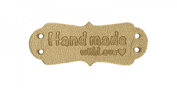 Label aus Kunstleder "Handmade with Love", gold