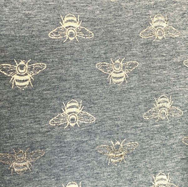 Bienen gold auf grau-meliert, Jersey, *Letztes Stück ca. 80 cm*