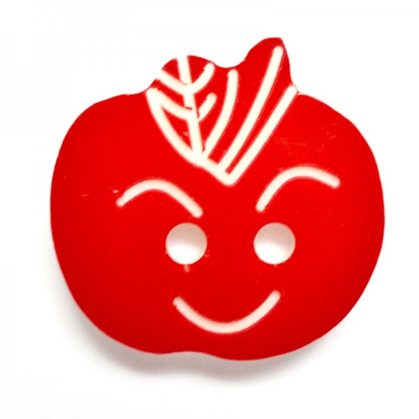 Knopf Apfel mit Gesicht rot