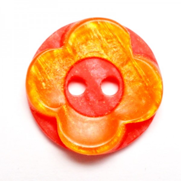 Knopf zweifärbige Blume, orange-rot