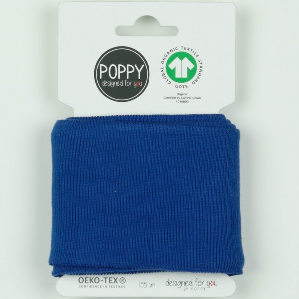 Poppy, BioStrickbündchen cobaltblau, 135 cm