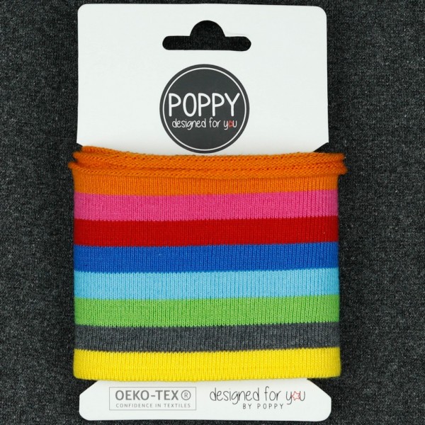 Poppy, Strickbündchen Stripes, Regenbogen breit, 135 cm