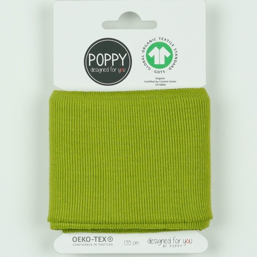 Poppy, Bio-Strickbündchen helles waldgrün, 135 cm