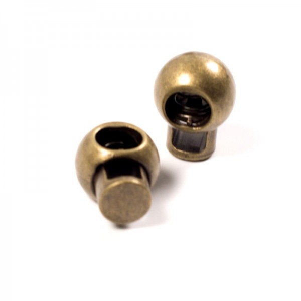 Kordelstopper aus Metall, rund, altmessing - 1 Paar
