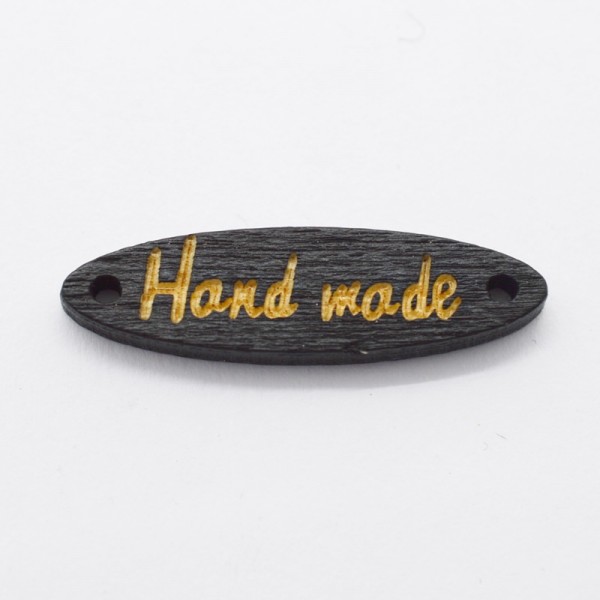 Label aus Holz, handmade, oval, schwarz