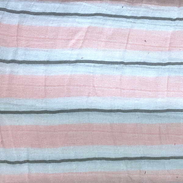 Double Gauze/Musselin, Stripes rosa/grau/weiß, *Letztes Stück ca. 80 cm*